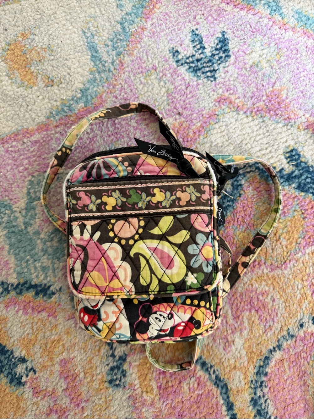 Vera Bradley Quilted Floral Crossbody Bag in Brown, Pink, Yellow & Green